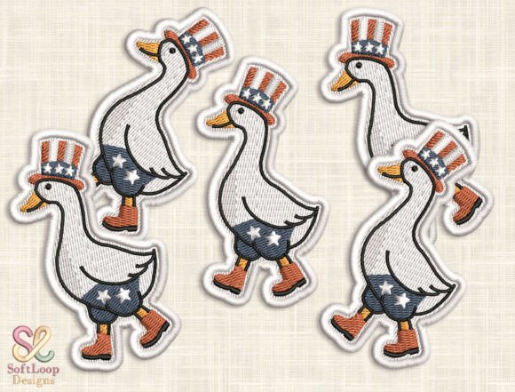 Patriotic Goose Patch Embroidery Design